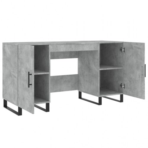 Skrivebord 140×50×75 cm i konstrueret træ - betongrå med opbevaring