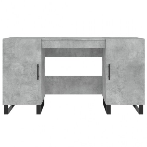 Skrivebord 140×50×75 cm i konstrueret træ - betongrå med opbevaring