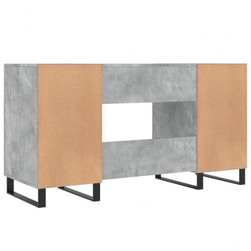 Skrivebord 140×50×75 cm i konstrueret træ - betongrå med opbevaring