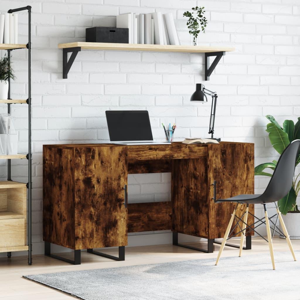 Skrivebord 140x50x75 Cm Konstrueret Træ Røget Egetræsfarve