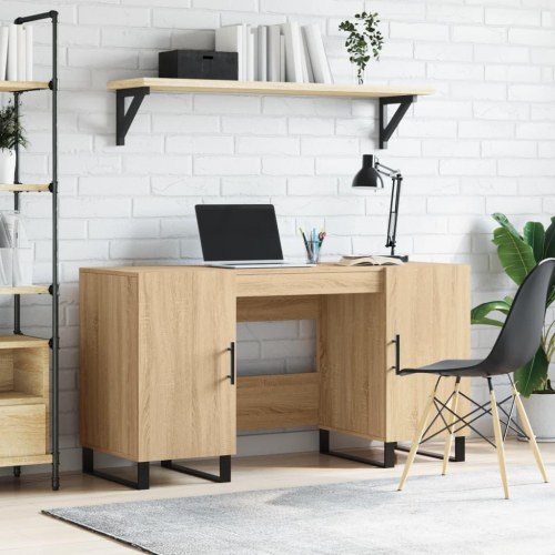 Skrivebord 140 × 50 × 75 cm i konstrueret træ - sonoma-eg