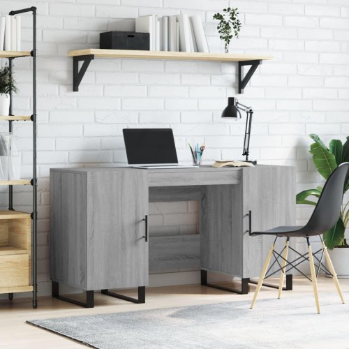 Skrivebord 140 × 50 × 75 cm i konstrueret træ - grå sonoma-eg