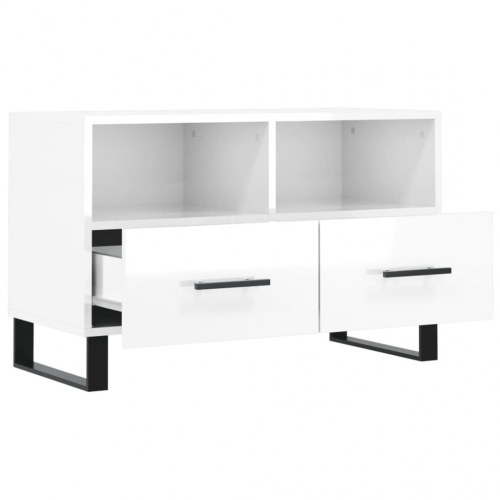 Tv-bord 80x36x50 cm konstrueret træ hvid højglans