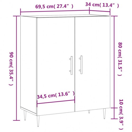 Skænk 69,5x34x90 cm konstrueret træ røget egetræsfarve