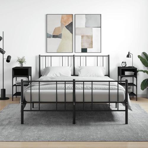 Sengeborde 2 stk. 35x34,5x70 cm konstrueret træ sort
