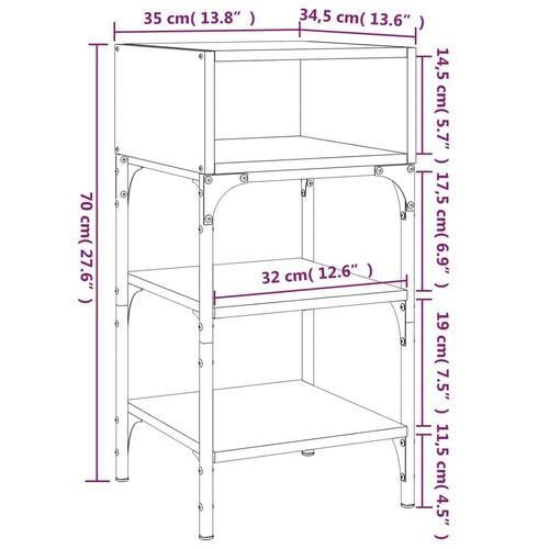 Sengeborde 2 stk. 35x34,5x70 cm konstrueret træ sort