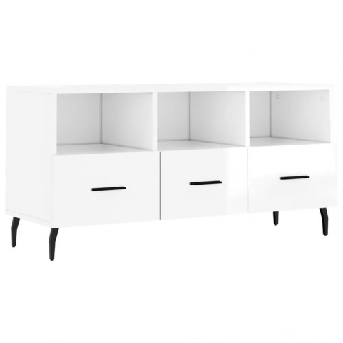 Tv-bord 102x36x50 cm konstrueret træ hvid højglans