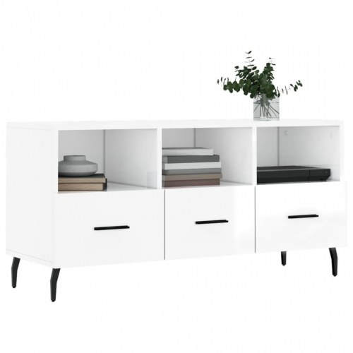 Tv-bord 102x36x50 cm konstrueret træ hvid højglans