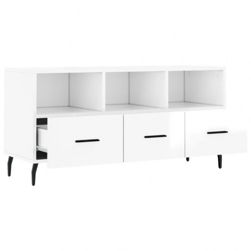 Tv-bord 102x36x50 cm konstrueret træ hvid højglans