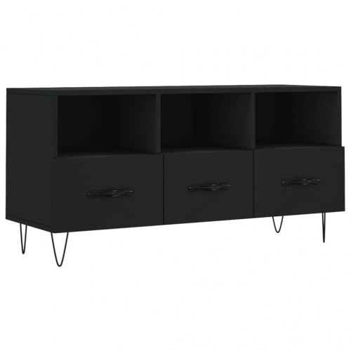 Tv-bord i sort konstrueret træ 102×36×50 cm med skuffer