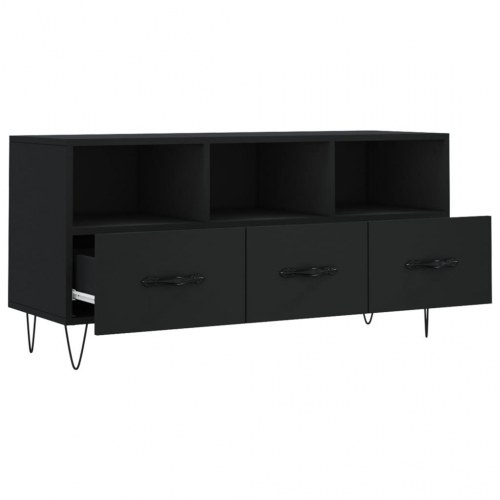 Tv-bord i sort konstrueret træ 102×36×50 cm med skuffer