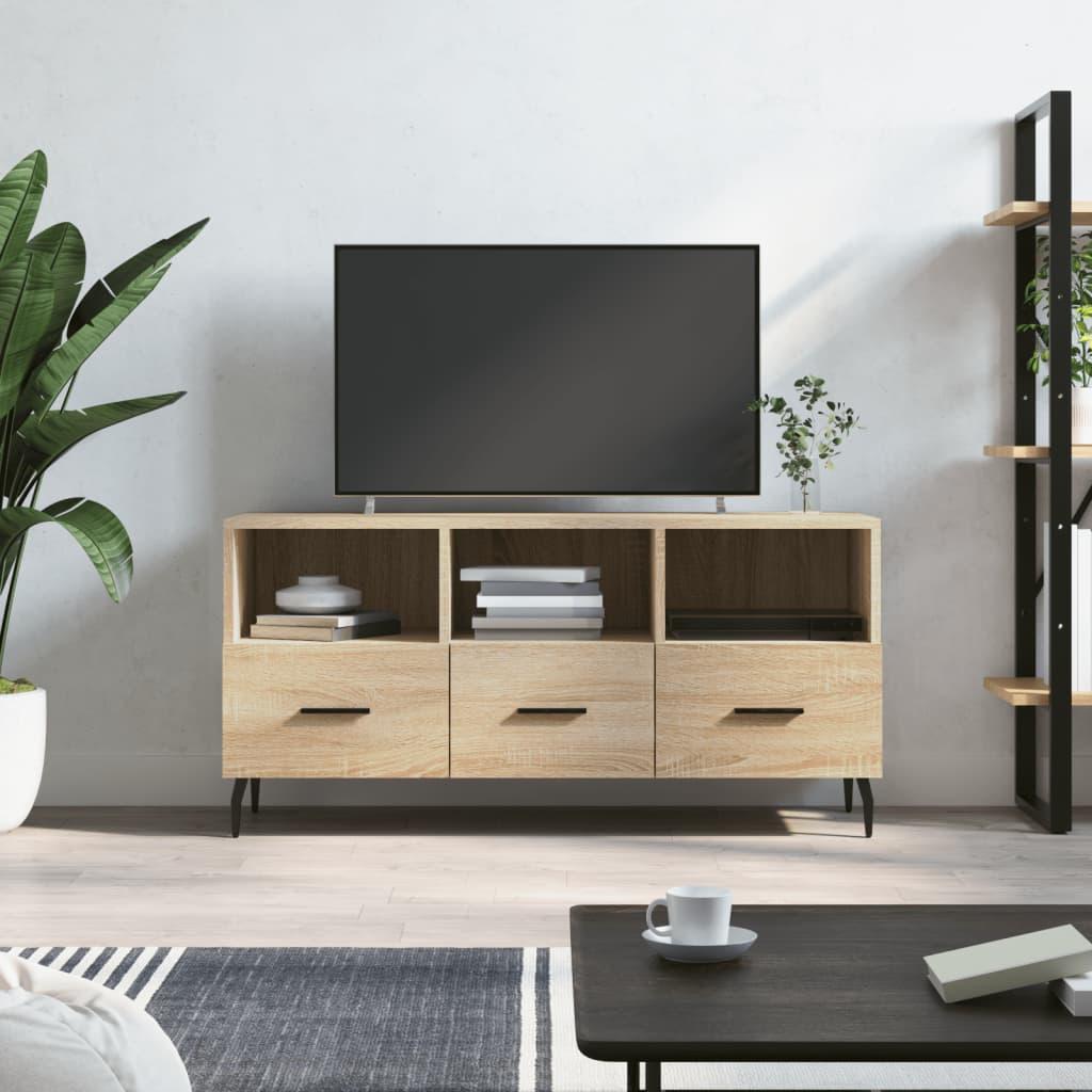Tv-bord 102x36x50 cm konstrueret træ sonoma-eg billede