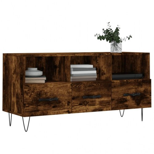 Tv-bord i konstrueret træ - 102×36×50 cm, røget egetræsfarve