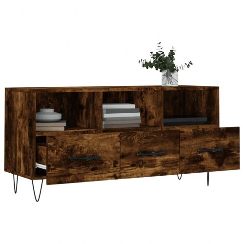 Tv-bord i konstrueret træ - 102×36×50 cm, røget egetræsfarve