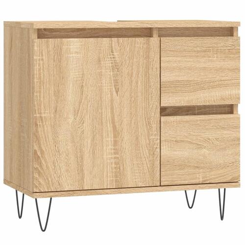 Badeværelsesskab 65x33x60 cm konstrueret træ sonoma-eg