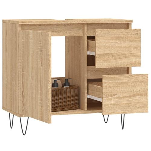 Badeværelsesskab 65x33x60 cm konstrueret træ sonoma-eg