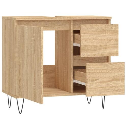 Badeværelsesskab 65x33x60 cm konstrueret træ sonoma-eg