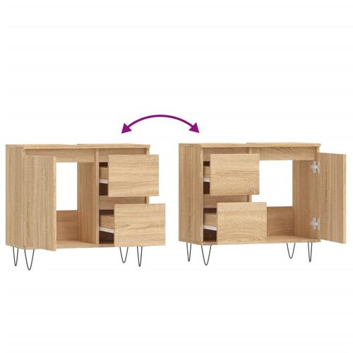 Badeværelsesskab 65x33x60 cm konstrueret træ sonoma-eg