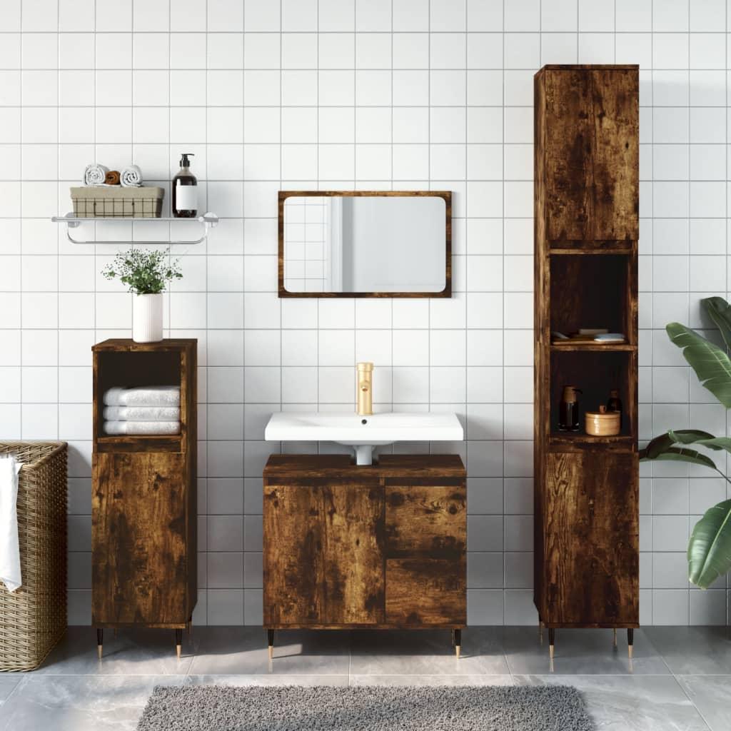 badeværelsesskab 65x33x60 cm konstrueret træ røget egetræ