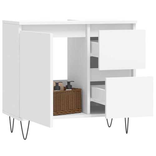 Badeværelsesskab 65x33x60 cm konstrueret træ hvid