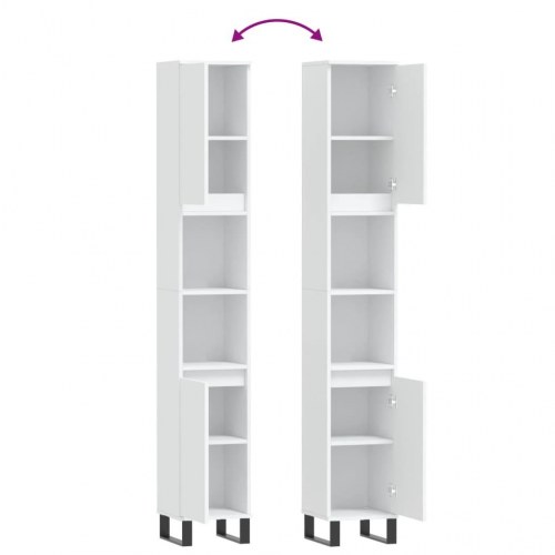 Badeværelsesskab 30x30x190 cm konstrueret træ hvid