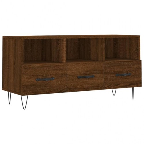 Tv-bord i brun egetræsfarve - konstrueret træ, 102×36×50 cm