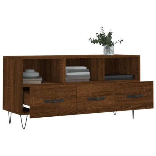 Tv-bord i brun egetræsfarve - konstrueret træ, 102×36×50 cm