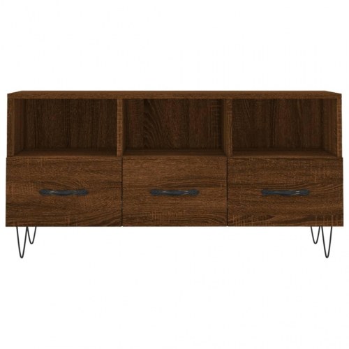 Tv-bord i brun egetræsfarve - konstrueret træ, 102×36×50 cm