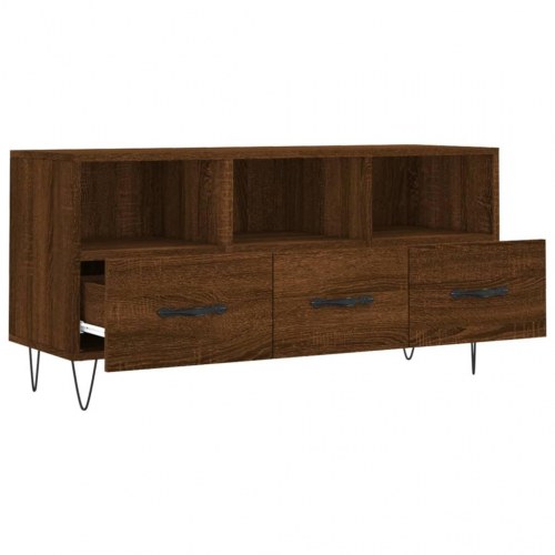 Tv-bord i brun egetræsfarve - konstrueret træ, 102×36×50 cm
