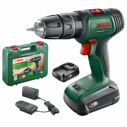 Bosch UniversalImpact 18 slagboremaskine 18 V - 34 Nm (inkl. 2×1,5 Ah, lader og kuffert)