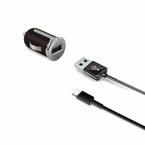 Celly biloplader 12 W med USB-A og USB‑C kabel - Sort