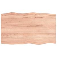 Bordplade 100x60x6 cm naturlig kant behandlet egetræ lysebrun