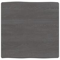 Bordplade 60x60x6 cm naturlig kant behandlet egetræ mørkegrå