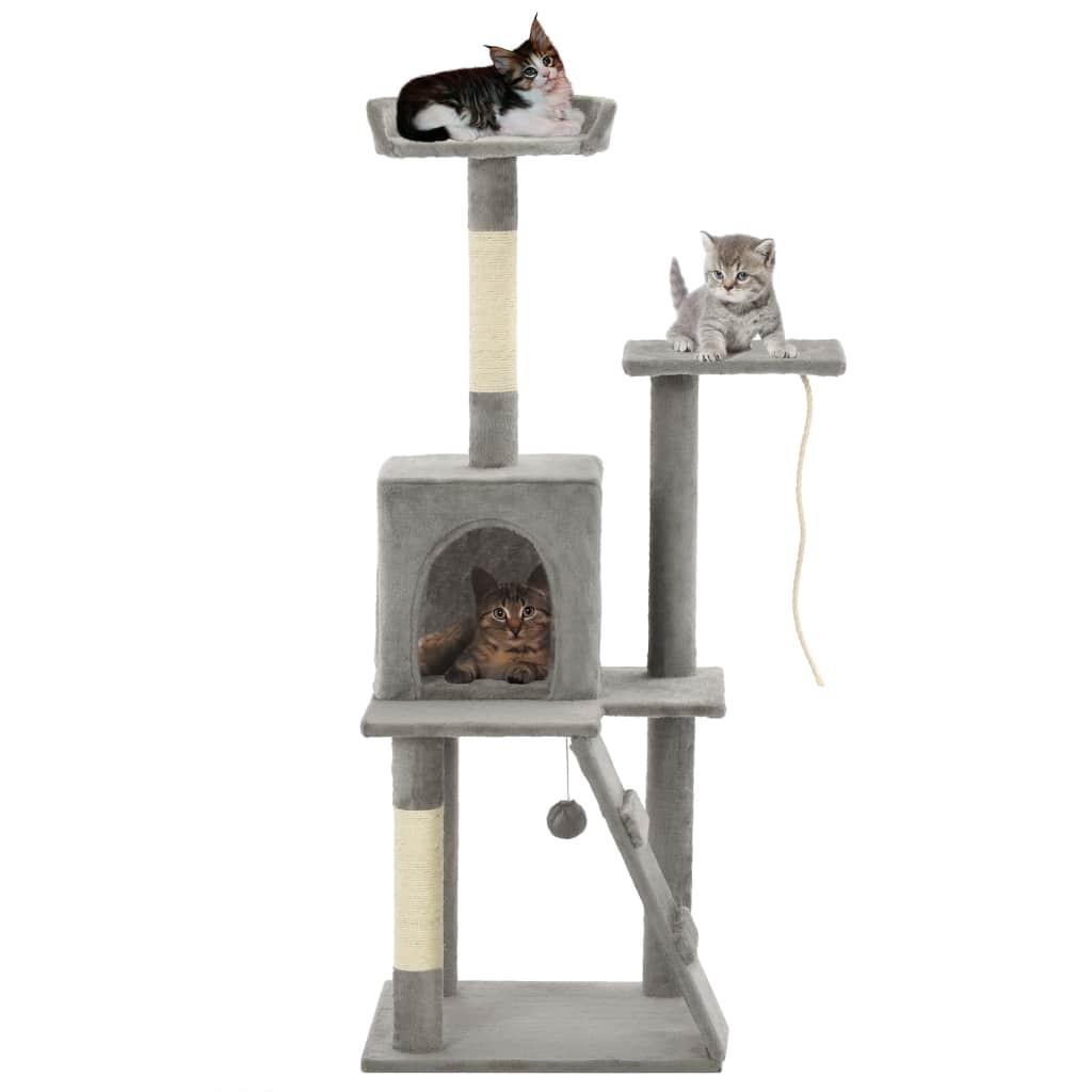 Kradsetræ til katte med sisal-kradsestolper 120 cm grå