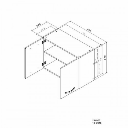 Vægskab til køkken - Oslo, hvid, 80 × 36 × 58 cm, 2 låger