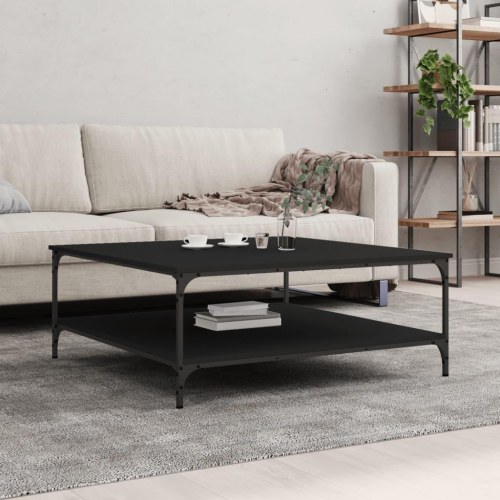 Sofabord i konstrueret træ med hylde - 100 × 100 × 40 cm, sort