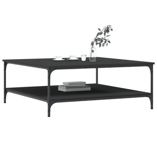 Sofabord i konstrueret træ med hylde - 100 × 100 × 40 cm, sort