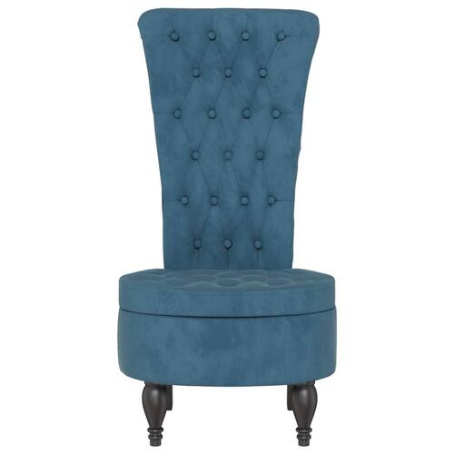 Stol med høj ryg knapdesign velour blå
