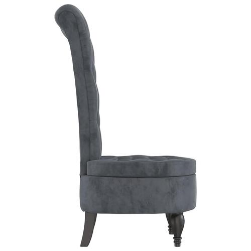 Stol med høj ryg knapdesign velour mørkegrå