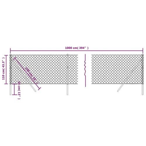 Trådhegn 1,1x10 m antracitgrå