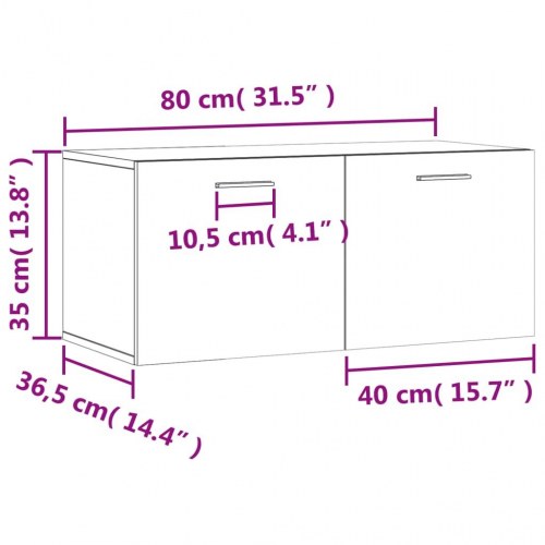 Vægskab 80x36,5x35 cm konstrueret træ betongrå