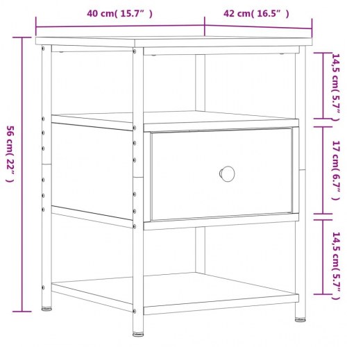 Sengeborde 2 stk. 40x42x56 cm konstrueret træ brunt egetræ