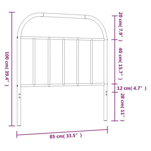 Sengegavl 80 cm metal hvid