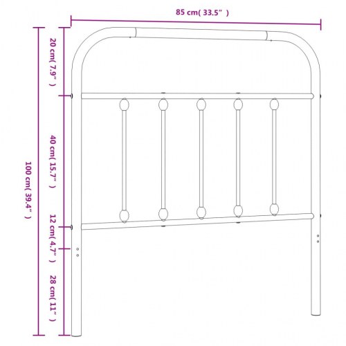 Sengegavl 80 cm metal sort