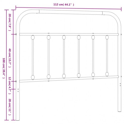 Sengegavl i metal - hvid, 107 cm