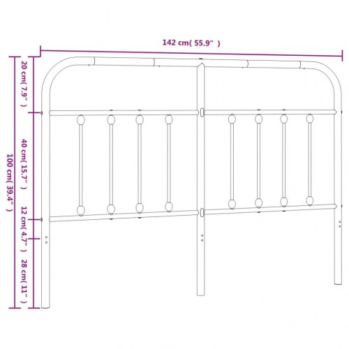 Sengegavl i metal 135 cm - hvid