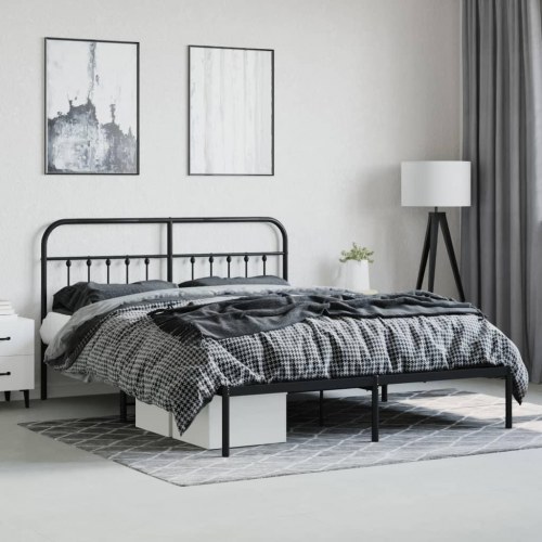 Sengeramme med sengegavl 180x200 cm metal sort