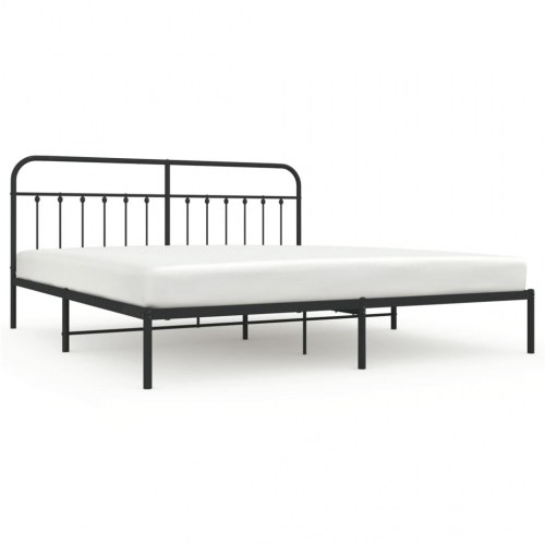 Sengeramme med sengegavl i metal - sort, 193 x 203 cm