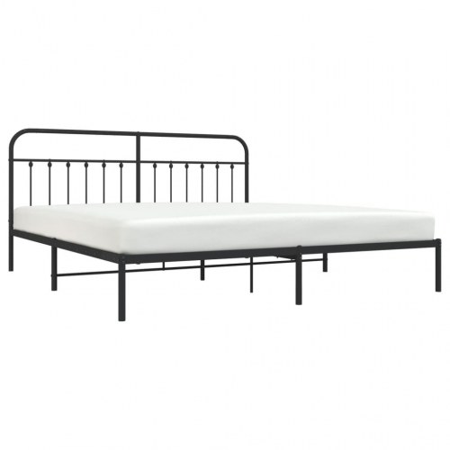 Sengeramme med sengegavl i metal - sort, 193 x 203 cm