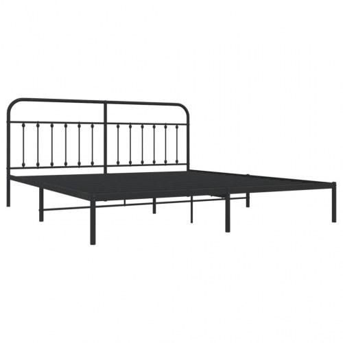 Sengeramme med sengegavl i metal - sort, 193 x 203 cm